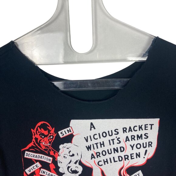 Vintage Style Devils Harvest Marijuana Graphic Tee M L Black Cut Neck Grunge - Picture 3 of 6